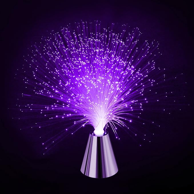 Sensory Fiber Optic Lamp - LED Color Changing with Cone Base - Fiber Optic Lights with Battery Powered - Calming Mood Night Light …