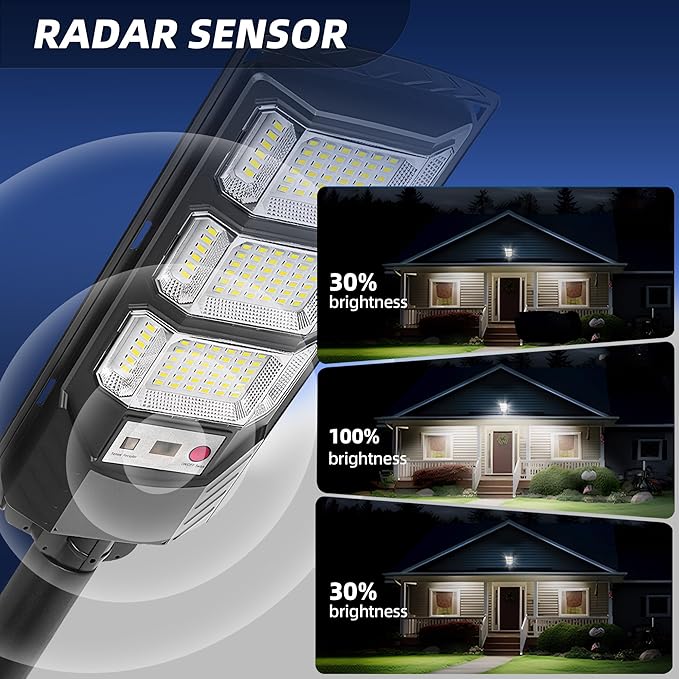 Solar Street Lights Outdoor 2 Pack, 6500K Solar Lights Outdoor Waterproof with Motion Sensor, Lamparas Luces Solares para Exteriores Dusk to Dawn Commercial Lighting for Yard Path