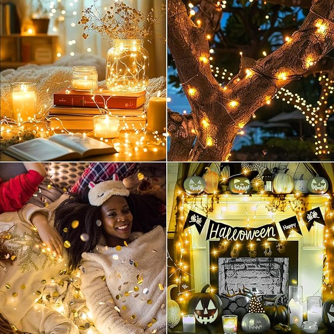 6 Pack Fairy Lights Battery Operated with Remote 7ft 20 LED Mini String Twinkle Lights Waterproof 8 Modes Firefly Starry Moon Lights for Mason Jars DIY Christmas Wedding Party Bedroom Decoration