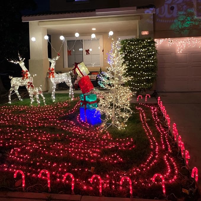 QITONG 165ft 500 LED Red Christmas Lights, Christmas String Lights Outdoor Waterproof Plug in, Green Wire Twinkle Light Indoor with 8 Modes