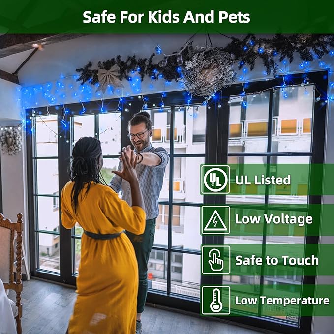 1620 LED Christmas Lights with 360Drops, 164ft 12 Modes Blue Outdoor String Lights with Timer Dimmable, Waterproof Hanging Twinkle Lights for Indoor Holiday Wedding Party Eaves Yard Christmas Decor