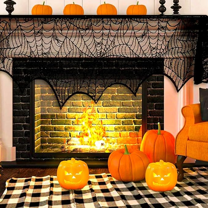 Halloween LED Jack-O-Lantern Pumpkin Lights Battery Operated, Scary Orang Pumpkin Halloween Flameless Flickering Real Wax Candle with Remote for Halloween Home Table Decoration（6'' Height
