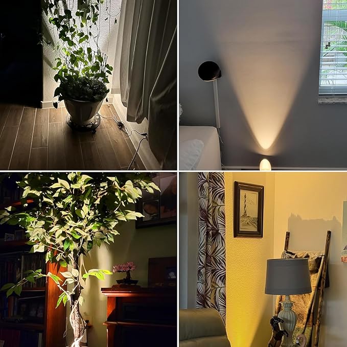 Uplights Indoor LED Spotlights 8W 2700K-6500K White Color Adjustable Desktop Corner Accent Floor Can Uplighting for Plant Picture Living Room with 5.9 FT Plug Cord and Foot Switch