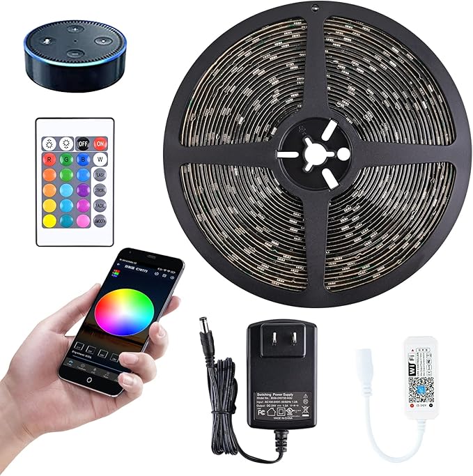 MIHEAL Led Light Strip,WiFi Wireless Smart Phone Controlled Strip Light Kit 32.8ft 300leds 5050 Waterproof IP65 LED Lights,Compatible with Android and iOS System,Alexa