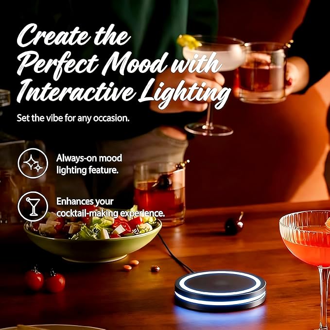 2026 Smart Roller Coaster 2.0 controlled, interactive beverage roller coaster with LED lighting and smart sensors carry for home party bar club drink (Black)