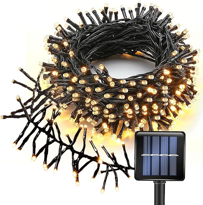Solar Firecracker String Lights Outdoor Waterproof 120 LED Dense Spacing 8 Modes for Garden Christmas Party Patio Wedding Holiday Decor