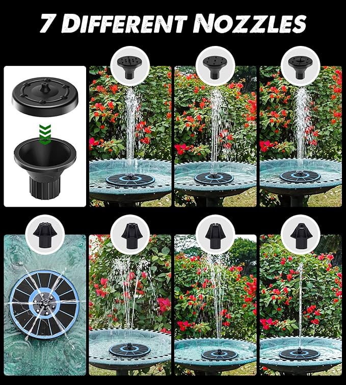 Yzert Solar Fountain Glass Panel with 2200 mah Battery, 3.5W Floating Solar Water Fountain with 4 Fixed Rods, Solar Pump for Bird Bath, Garden, Pond, Pool, Outdoor (Blue Panel Colorful Lights)