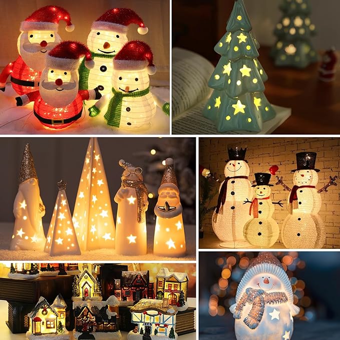 4 Sets 6FT White Accessory Cord with 8pcs LED Night Light Bulbs (4 Spare), E12 Socket C7 Bulbs Clip Lights with 360 Degrees On/Off Switch Plugs for Craft Lighting Halloween Christmas House Decorations