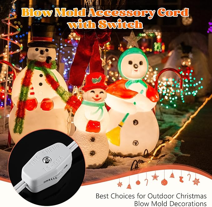 Meonum 4 Set Blow Mold Light Kit Replacement, E27 E26 Single Light Cord Kit with Switch Fuse Plug, for Indoor Outdoor Halloween Christmas Village House Craft Decorations and Salt Lamp