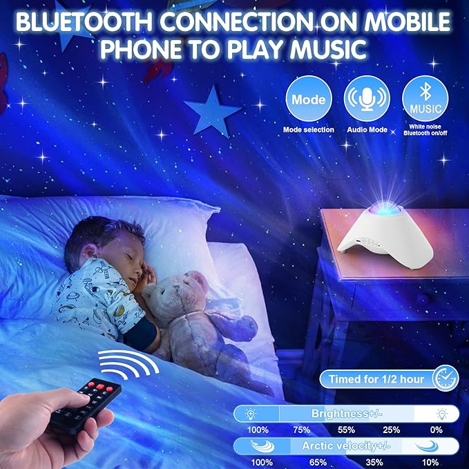 Galaxy Projector,Northern Galaxy Light Aurora Star Projector with Bluetooth Speaker Timer and Remote Control,Night Lights for Bedroom Room Decor, Gifts for Kids, Adults, Christmas, Birthday