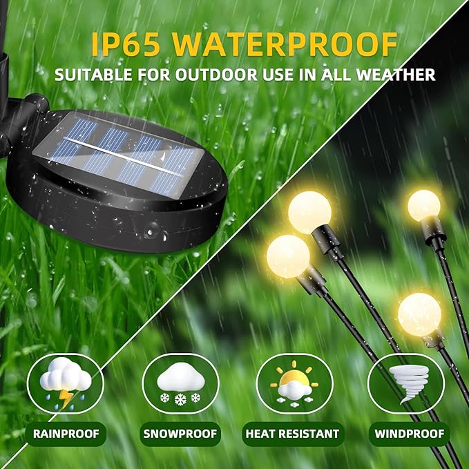 Solar Lights Outdoor - 4Packs, 32 LEDs Garden Lights Solar Powered Firefly Lights IP65 Waterproof for Lawn Yard Patio Pathway & Landscape Garden Decoration Gifts