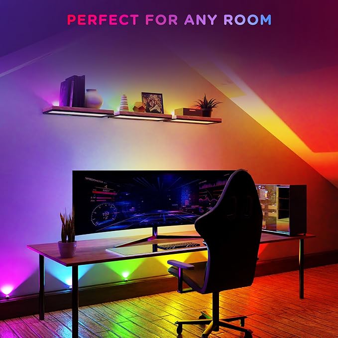 Enbrighten Spectrum Remote Controlled Indoor Accent Wall String Lights, Color Changing LED USB Sconces, 8ft with 6 Lights, RGBWIC, White 84313