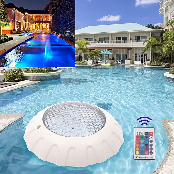 Eapmic 12V 38W Pool Light Underwater Color-Change LED Lights RGB IP68 with Remote (38W)