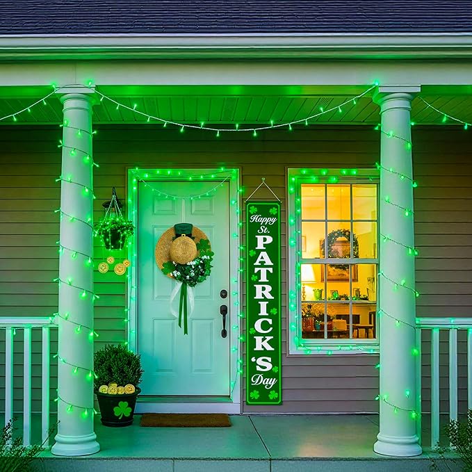 JMEXSUSS 2 Pack Green St Patricks Day Lights, Each 100 LED Connectable Green Christmas Lights Outdoor Waterproof, String Lights Plug in Indoor for St Patricks Day Christmas Bedroom Decorations