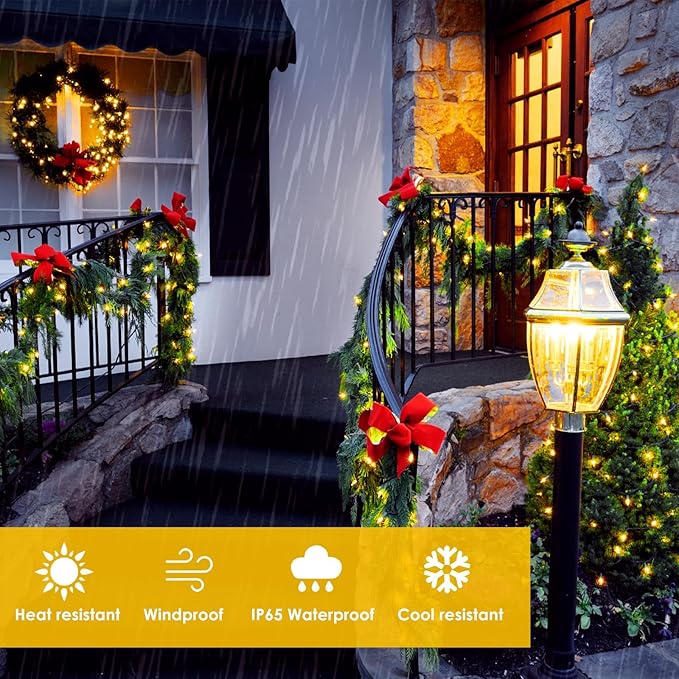 6-Pack Solar String Lights Outdoor, Extra-Long 600LED Christmas Fairy Lights Waterproof, Solar Twinkle Lights Copper Wire 8 Modes Fairy Twinkle Light for Xmas Tree Garden Party Wedding (Warm White)