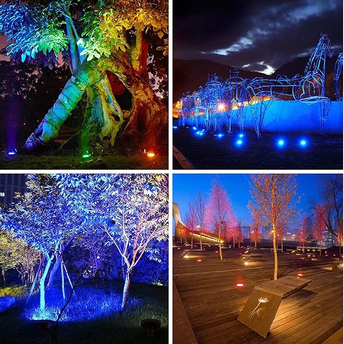 RGBW Low Voltage Landscape Light In-ground Lights with Connectors LED Well Light Waterproof IP67 3W DC12V Color Changing Outdoor In-Ground Lights Pathway Garden Deck Driveway Lamp(Multicolor)