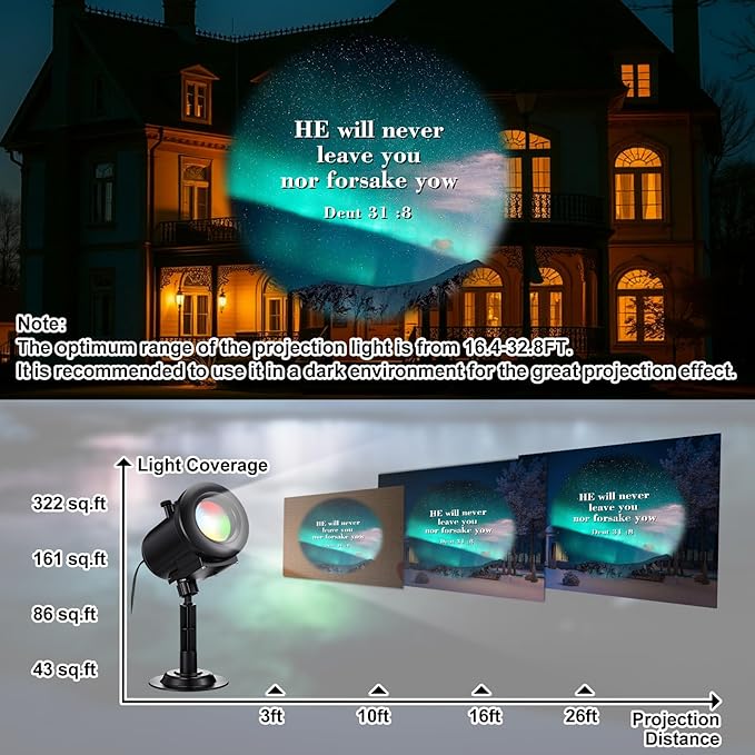 Bible Verse Projector Galaxy Projector Lights 2026 Upgrade 3D Dynamic Outdoor Indoor Decoration 4 Colors Light with Remote 12 HD Effect, Christian Gift House Window Garden Decor