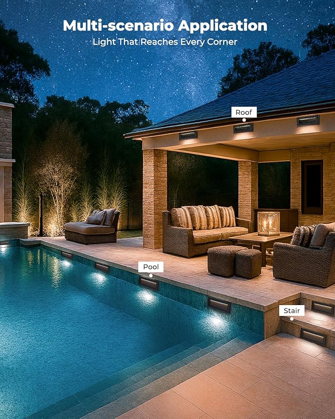 9 Inch Low Voltage Step Lights Outdoor,12V 5W LED Landscape Stair Lights, 3000K/4000K/6500K Deck Step Lights, IP65 Waterproof, for Stair Lighting and Yard Patio Pathway Walkway, Pack of 4