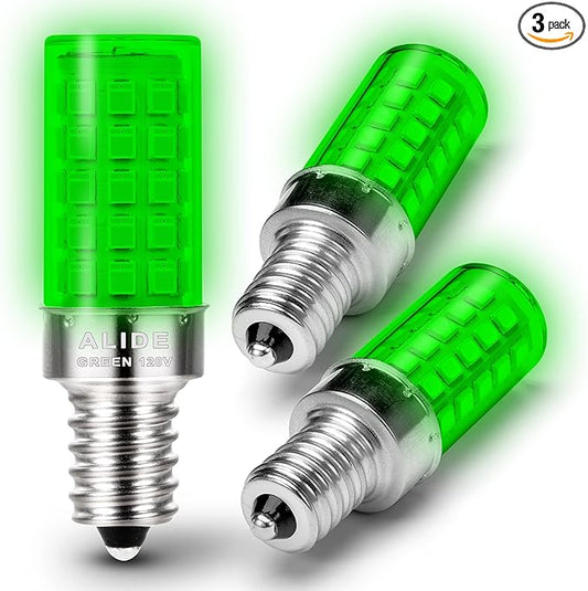 ALIDE E12 LED Candle Green Light Bulb,4W, 40Watt Equivalent E12 Small Base C7 T6 Green LED Bulb for Christmas Holiday Festival Party Decoration Porch Home Lighting Chandelier Candelabra,3Pack