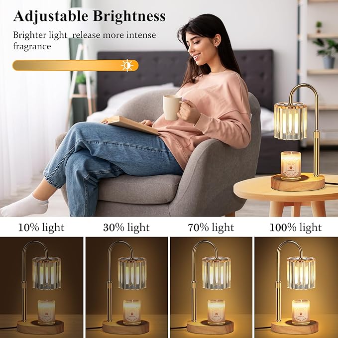 Lukasa Candle Warmer Lamp, with Timer Dimmer Adjustable Height, Home Decor, Room Decor, Wax Melt Warmer for Candles, Gifts for Mom, Mother's Day Gifts, Birthday Gifts for Women