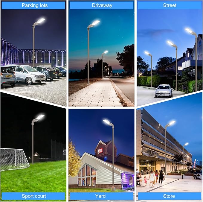4 Pack 400W LED Parking Lot Light 56,879LM UL DLC Listed LED Shoebox Parking Pole Light with Slip Fitter 5000K IP65 Waterproof Outdoor Street Light 100-277VAC