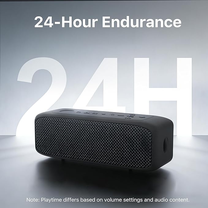 Bluetooth Speaker,20W Stereo Sound,Wireless Speaker with Bluetooth 6.0,24H Playtime,IP68 Waterproof Shower Speaker,TWS Pairing, Support TF Card,AUX 3.5mm Input,Speaker for Home,Outdoor,Travel