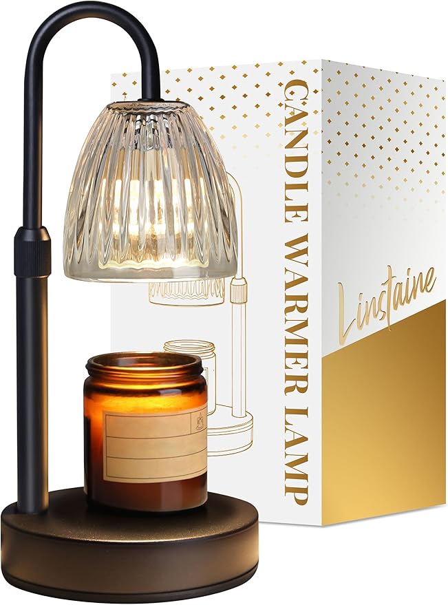 Dimmable Candle Warmer Lamp with Timer Adjustable Height, for Mom, Home Decor Birthday Housewarming Gifts for Women, Modern Electric Wax Melt Warmer for Scented Jar Candles, Clear