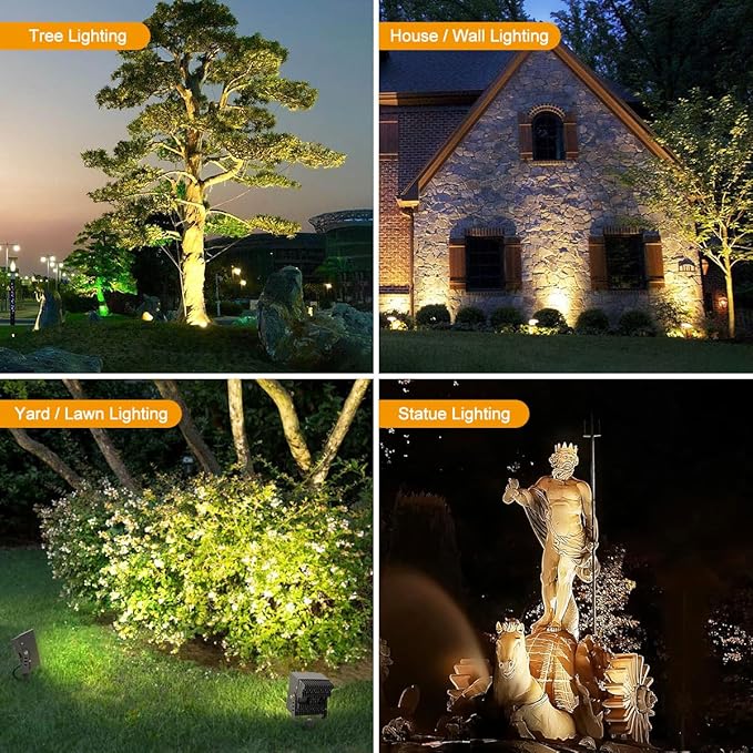 Led Landscape Outdoor Spot Light with Anti-Glare Cap - Heavy Duty Waterproof IP65 120V 270⁰ Adjustable Mount, 3000K Thickened Aluminum Spotlight for BLDG Yard Garden Tree (24 Watts)