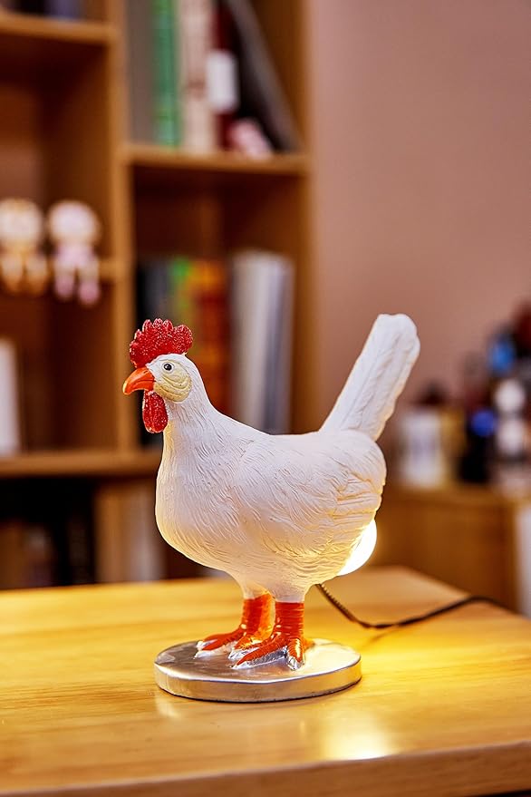 Chicken Lamp, 3D Resin Hen Laying Egg with Color Gift Box, Lifelike LED Egg, Funny Easter Christmas Birthday Gift
