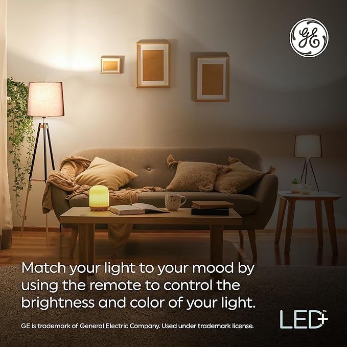 GE LED+ Color Changing LED Light Bulbs with Remote, No App or Wi-Fi Required, A19 Bulbs (3 Pack)