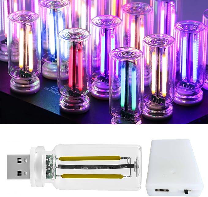 Touch Control Portable Retro Car Bulb, Battery & USB Plug in Interior Mood Lamp, No Pole Dimmable Indoor Decorative Mini Neon Night Lights for Bedroom, Camping, Holiday, Vehicle, SUV (Yellow, 1Pack)