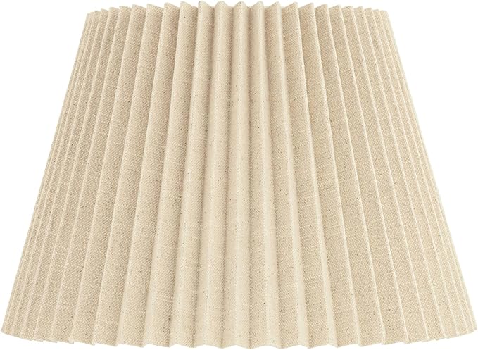 9" Top x 14 1/2" Bottom x 10" High x 10" Slant Lamp Shade Replacement Large Beige Empire Round Modern Fabric Wide Pleated Spider Harp Finial - Springcrest