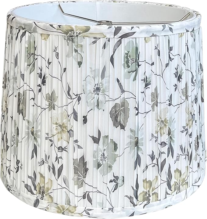TOOTOO STAR Small Pleated Lamp Shades for table and floor lamps, 10.5" Top x12" Bottom x 9" High, Easy to Assemble, Replacement Print Drum Lampshades for Table Lamps & Bedside Lamps
