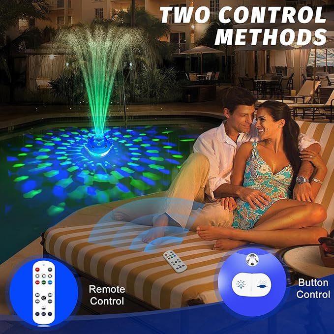 Pool Fountain with Remote, Dolphing Floating Pool Fountain with Lights, Above Ground Pool Water Fountains with Anchor, Swimming Pool Fountains for Inground Pool-1PC,Blue