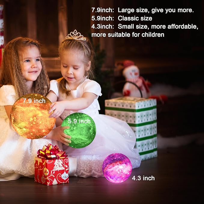 5.9 inch Galaxy Moon Lamp Remote & Touch Control 16 Colors LED Night Light Rechargeable Globe Light as Gifts Decor for Boys/Girls/Kids/Women
