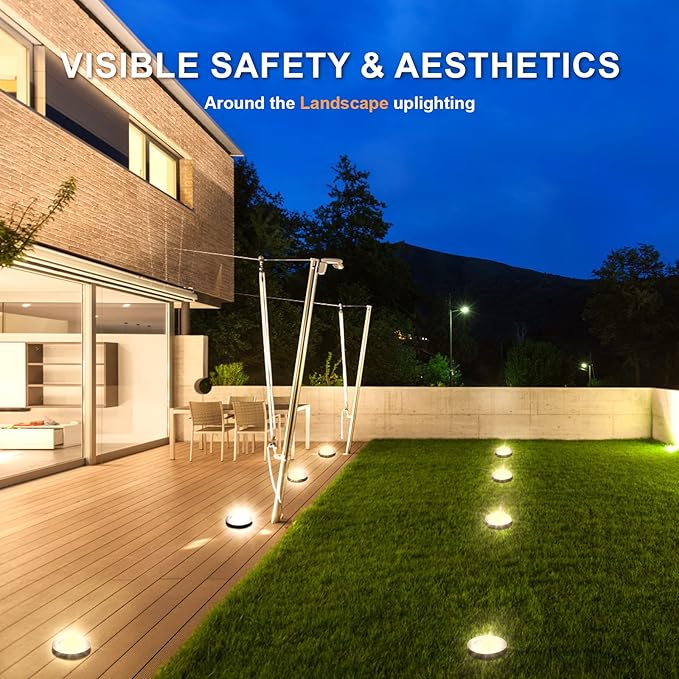 Low Voltage Landscape Well Lights, Outdoor LED Ground Lights for Garden, Lawn, Backyard, Patio Walkway (3.7Inch 8Pack) Black 3000k Warm White