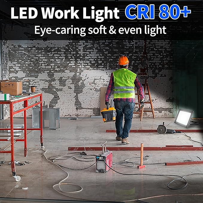 200W Flood Lights Outdoor, 24000lm Bright Security Light with Plug & 6ft Cord, 5000K Daylight White Exterior LED Floodlight, IP66 Waterproof LED Work Light Yard Lights for Garage Stadium 2 Pack