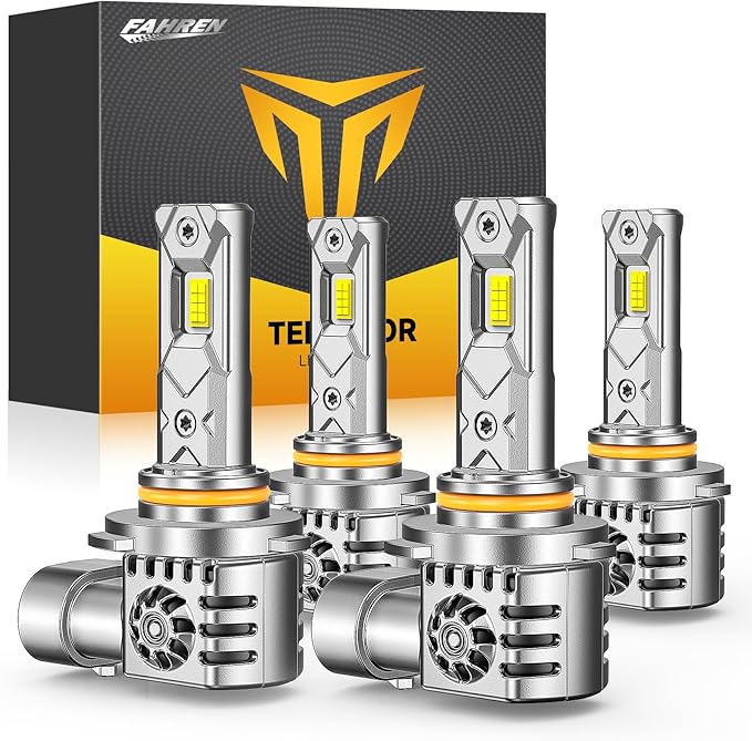 FAHREN 2025 Upgraded 9006 9005 Light Bulbs, [Latest & Brightest] 100000LM 1200% Brighter Real 1:1 Mini Size HB4 HB3 Fog Light, Non-Polarity Plug and Play, Pack of 4