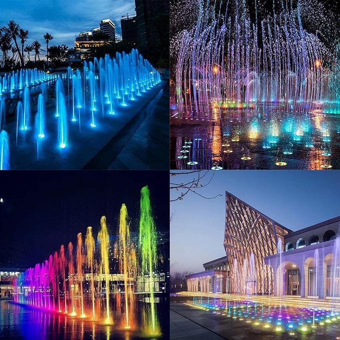 Fountain Light LED Underwater Pond Lights 18W RGB Color Changing with Remote AC12V IP68 Waterproof Submersible Light for Garden Fountain Pond