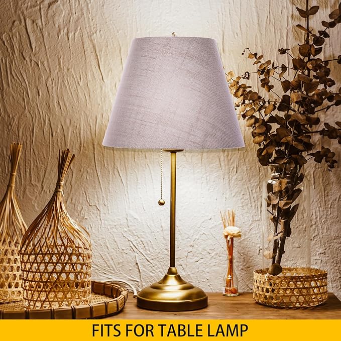 ALUCSET Small Lamp Shade, Barrel Fabric Lampshade for Table Lamp & Floor Light, 6 inch Top Diameter x 10 inch Bottom x Diameter 7.5 inch Height, Natural Linen Hand Crafted, Spider (Brown)