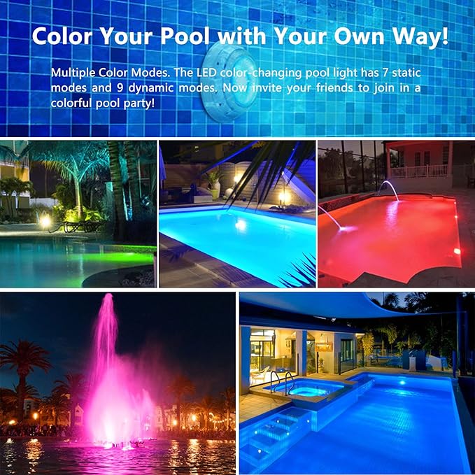 Led Pool Lights for Inground Pool, 120V 50W RGB Color Changing Pool Light Bulb, E26 Replacement Bulbs for 500W Pentair and Hayward Fixture with Remote Control