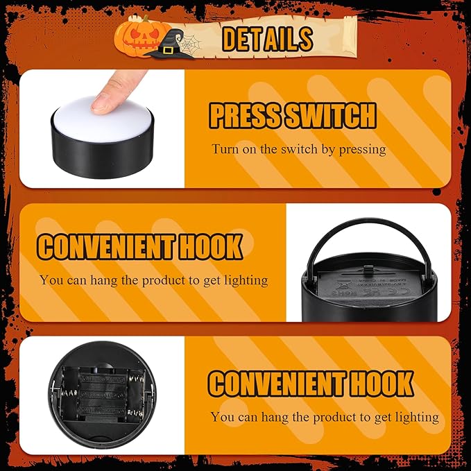 Riakrum 6 Pieces Remote Timer LED Lights with Remote LED Pumpkin Lights Battery Operated Lantern Bright Flameless Candle(Orange Purple, Black)