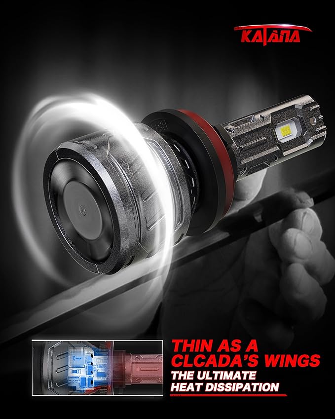 KATANA H11 Bulb,H9 H8 Light Bulb 400% Brightness 6500K White Extremely Super Bright Plug and Play Mini Size of Fog Bulb 2