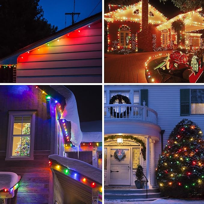 50 Pack C9 Led Replacement Light Bulbs Christmas, C9 Shatterproof Led Bulbs for Christmas String Lights, E17 Candelabra Base, Commercial Grade Dimmable Holiday Bulbs, Multicolor