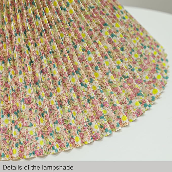 Pleated Lamp Shade for Arc/Arched Table Lamp/Floor Lamps Replacement spider lampshade-Pink Flowers 5.9"Top X 16.5"Bottom X 11"High- Pink Flowers