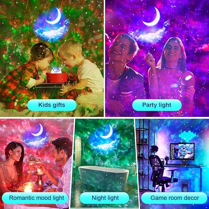 【Gift Package & Birthday Gift】STARS+MOON 15 Colors/240 Lighting Modes Galaxy Projector Star Projector,Galaxy Lights for Bedroom,Star Projector Galaxy Light Gifts Room Decor for Teen Girls Boys (black)