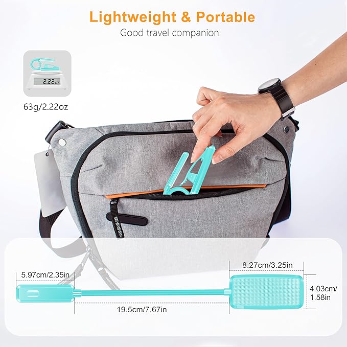 Gritin 9 LED Rechargeable Book Light for Reading in Bed - Eye Caring 3 Color Temperatures,Stepless Dimming Brightness,80 Hrs Runtime Small Lightweight Clip On Book Reading Light for Studying -Blue