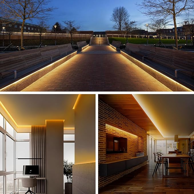 Shine Decor LED Strip Lights 36w Low Consumption, Cold Resistant IP65 Waterproof Outdoor Rope Light 120 VAC, Cuttable Connectable Indoor Lite Lighting Strip 50 FT ETL Listed 7x10mm 2800K Warm White