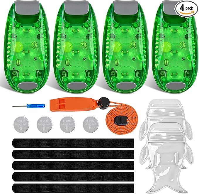 Nilight LED Safety Light 4PCS Green Marine Navigation Bike Tail Lights Three Modes Waterproof Reflective Gear Clip On Flash Strobe Indicator Lamp for Night Boating Fishing Cycling Jogging