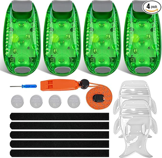 Nilight LED Safety Light 4PCS Green Marine Navigation Bike Tail Lights Three Modes Waterproof Reflective Gear Clip On Flash Strobe Indicator Lamp for Night Boating Fishing Cycling Jogging